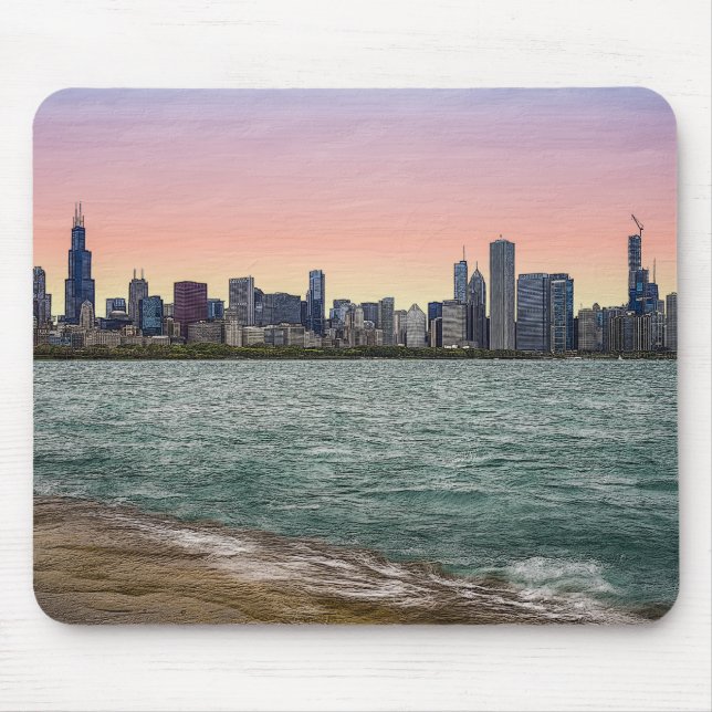 Mousepad Chicago Skyline Painterly (Frente)