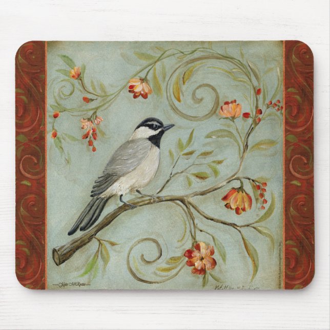 Mousepad Chickadee da canção da manhã por Kate McRostie (Frente)
