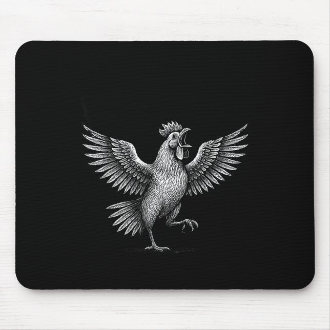 Mousepad Chicken Meme Caw Funny Sayings Rooster Humor Quote (Frente)