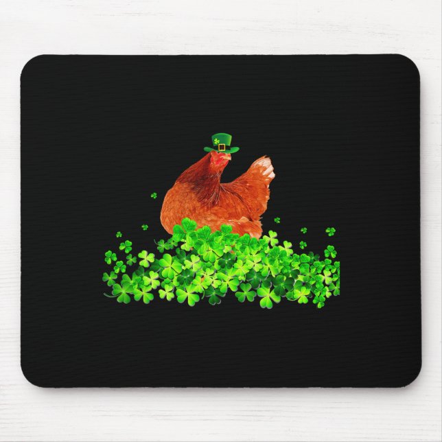 Mousepad Chicken St Patricks Day Chicken Lover Irish Shamro (Frente)