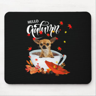 Mousepad Chihuahua Autumn Dog E Café Queda Ação De Graças