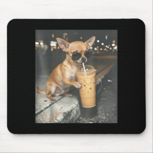Mousepad Chihuahua bebendo café gelado meme engraçado de an