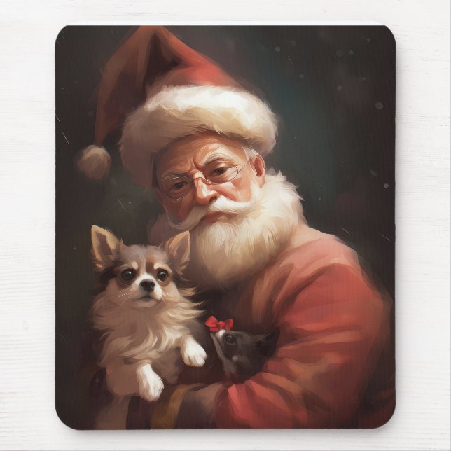 Mousepad Chihuahua com Papai Noel Natal Festivo (Frente)