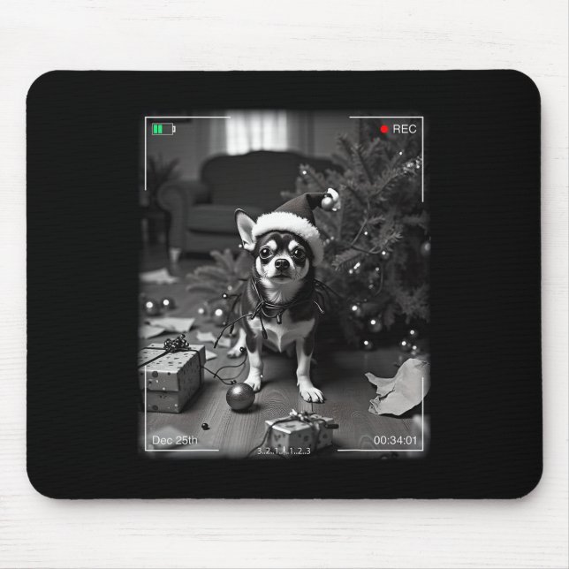 Mousepad Chihuahua de Natal Flagrou na Câmera  (Frente)