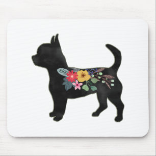 Mousepad Chihuahua Dog Breed Boho Floral Silhouette