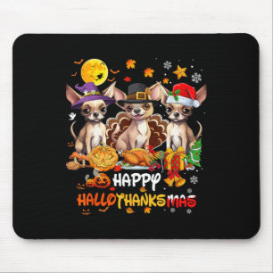 Mousepad Chihuahua Dog Feliz Dia das Bruxas Feliz de Ação d