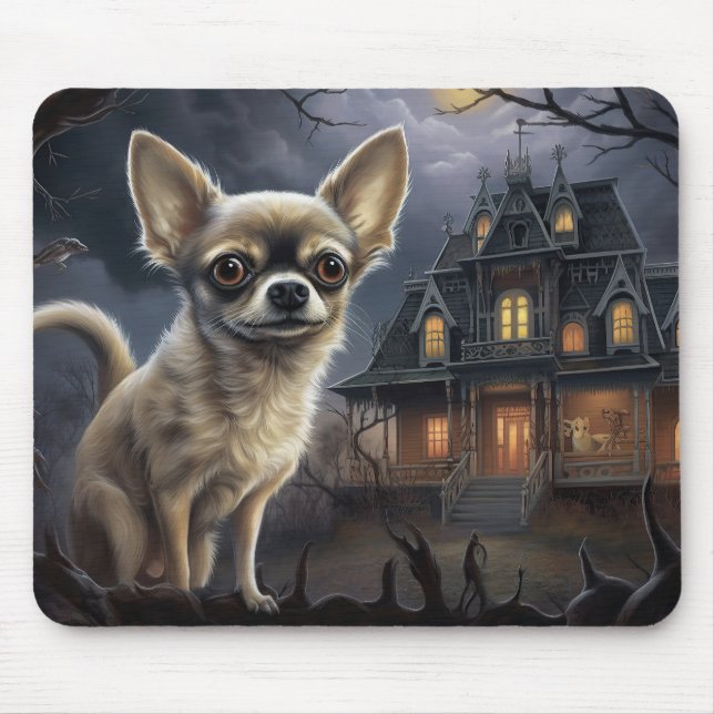 Mousepad chihuahua Halloween Assustador (Frente)