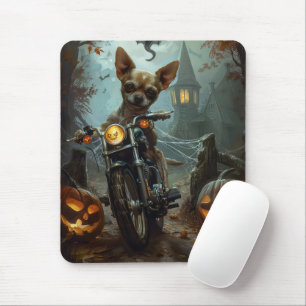 Mousepad Chihuahua Pilotando Motocicleta Dia das Bruxas Ass