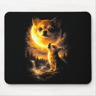Mousepad Chihuahua Uivando Para a Lua Cachorro Engraçado Vi