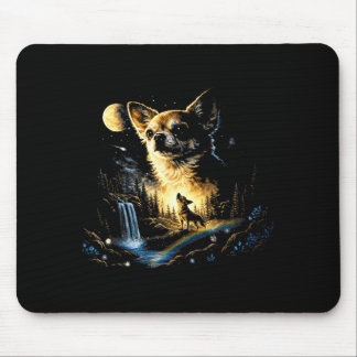 Mousepad Chihuahua uivando para a lua vintage engraçado