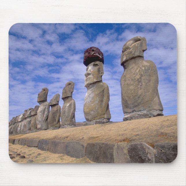 Mousepad Chile, Ilha de Páscoa. Os 15 Moais em Ahu (Frente)