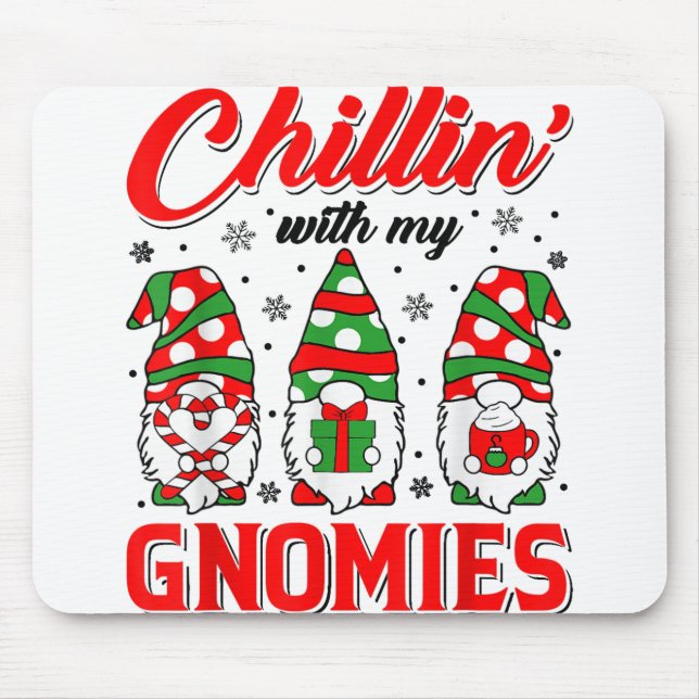 Mousepad Chillin Com Os Meus Gnomos Natal Santa Hat Gnomo (Frente)