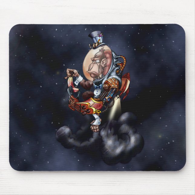 Mousepad Chimpanzé do espaço de Steampunk (Frente)