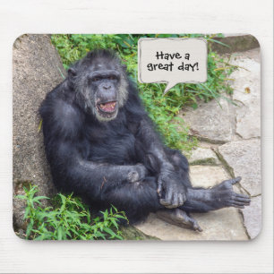 Mousepad chimpanzé inclinado sobre rocha