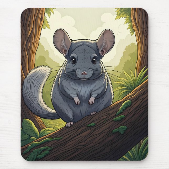 Mousepad Chinchila na Floresta (Frente)