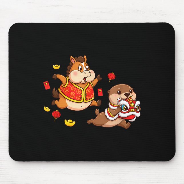 Mousepad Chinese Horse Otter Funny Kids Mens Womens Happy N (Frente)