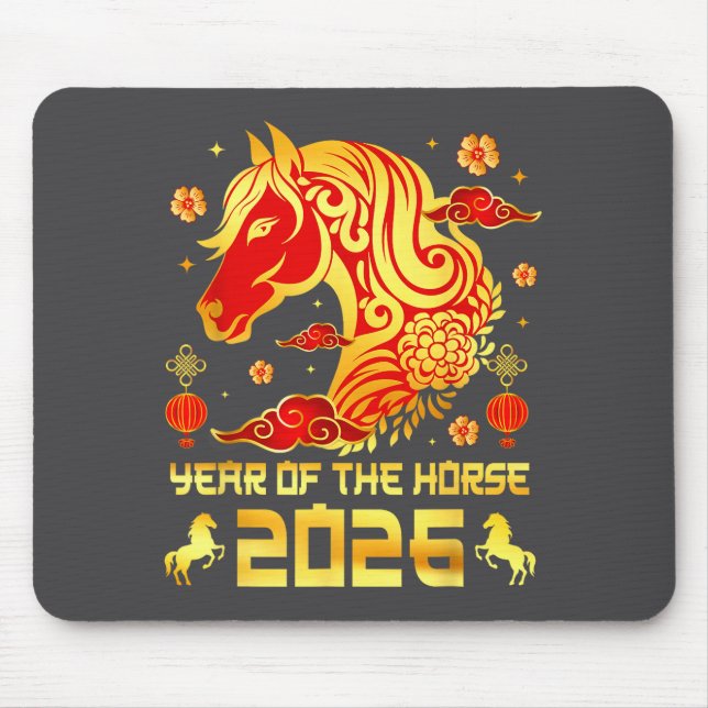 Mousepad Chinese New Year 2026 Horse Happy Chinese New Year (Frente)