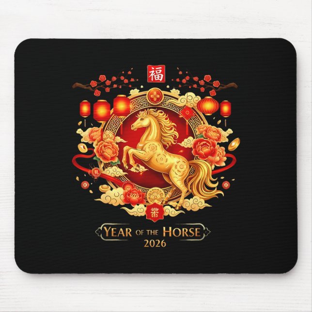 Mousepad Chinese New Year 2026 Horse Happy Chinese New Year (Frente)