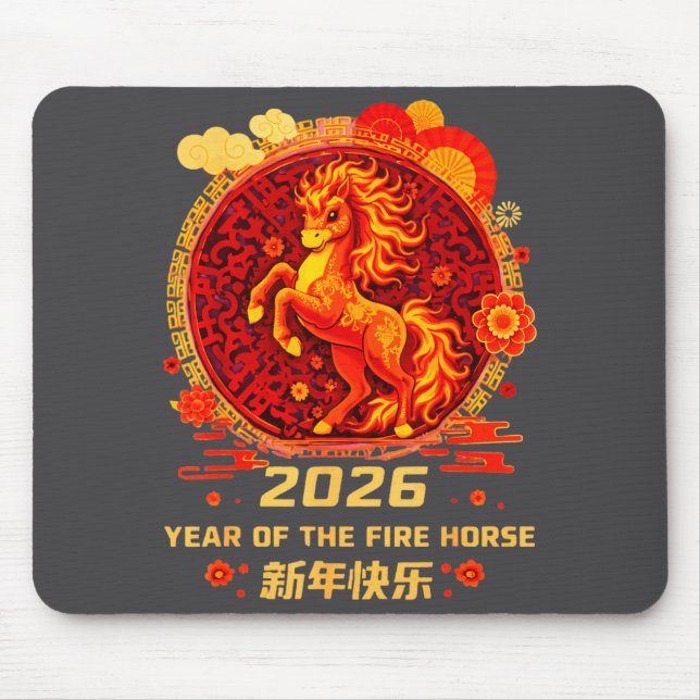 Mousepad Chinese New Year 2026 Year Of The Fire Horse  (Frente)