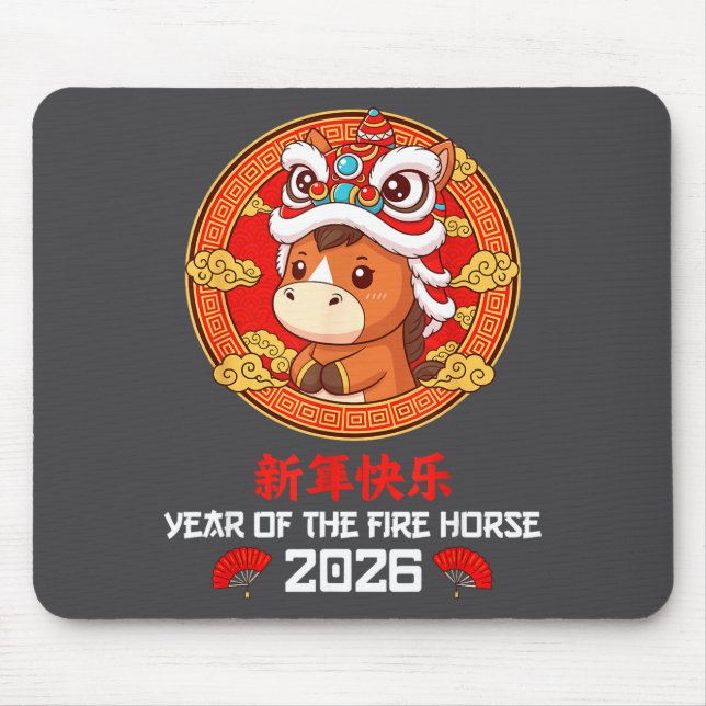 Mousepad Chinese New Year 2026 Year Of The Horse Boys Girls (Frente)