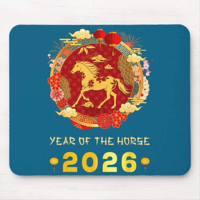 Mousepad Chinese New Year 2026 Year Of The Horse Chinese Zo (Frente)