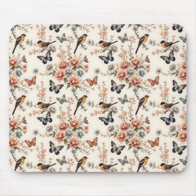 Mousepad Chinoiserie Bird e Butterfly Harmony (Frente)