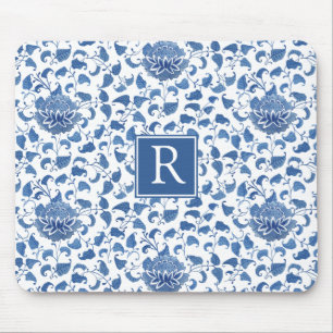 Mousepad Chinoiserie Clássico De Azul E Branco