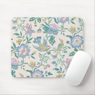 Mousepad Chinoiserie Vintage Pássaro Floral Padrão Pastel