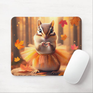 Mousepad Chipmunk de outono com Tutu e Coração