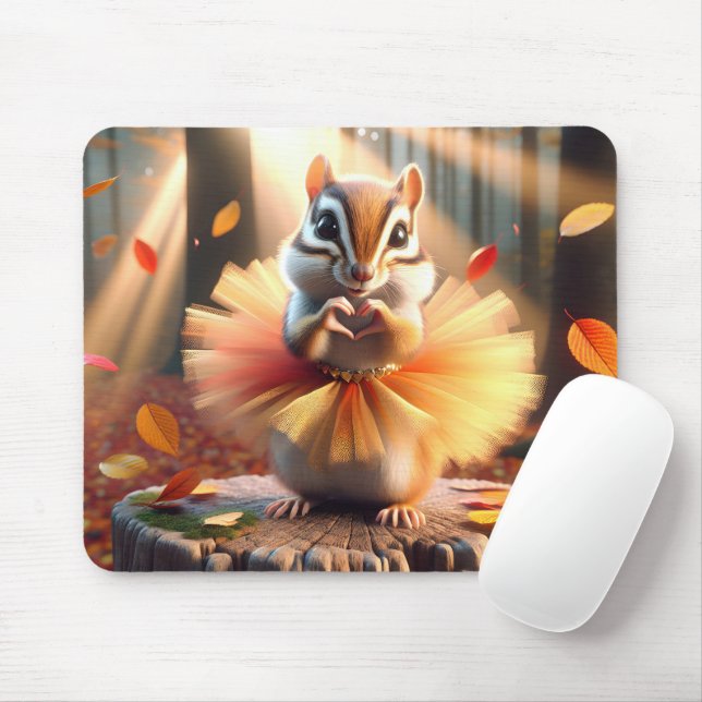 Mousepad Chipmunk do outono Vestindo um Tutu (Com mouse)