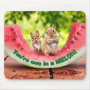 Mousepad Chipmunks Eating Watermelon