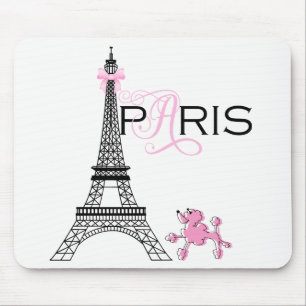 Mousepad Chique cor-de-rosa da caniche de Paris France da