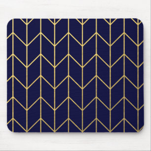 Mousepad Chique moderno dos azuis marinhos de Chevron do