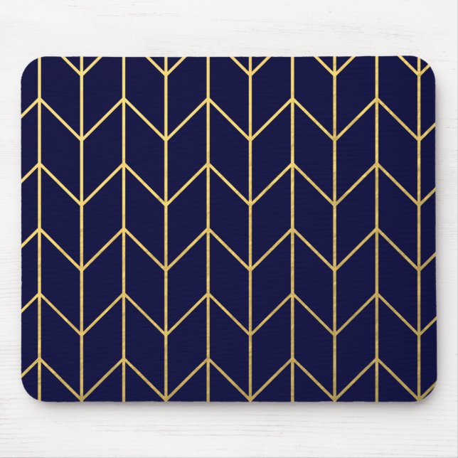 Mousepad Chique moderno dos azuis marinhos de Chevron do (Frente)