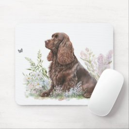 Mousepad Chocolate Cocker Spaniel com borboleta