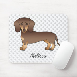 Mousepad Chocolate E Tan Short Hair Dachshund & Name
