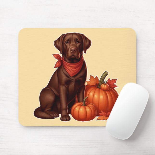 Mousepad Chocolate Labrador com Red Bandana por Pumpkins (Com mouse)