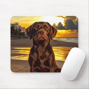 Mousepad Chocolate Labrador no Sunset