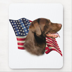 Mousepad Chocolate Labrador Retriever American Flag