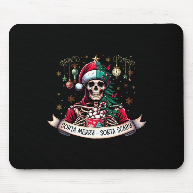Mousepad Chocolate Quente de Esqueleto Mais ou Menos Alegre (Frente)