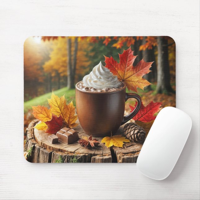 Mousepad Chocolate Quente De Outono Em Bomba De Árvores (Com mouse)