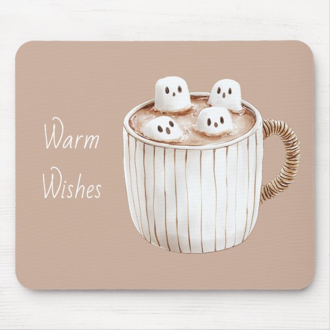 Mousepad Chocolate Quente Desejos Quentes Caneca Marrom Mar (Frente)