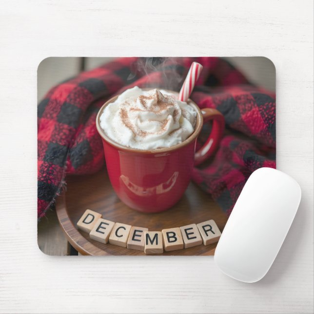 Mousepad Chocolate Quente Dezembro Com Cobertura De Xadrez (Com mouse)