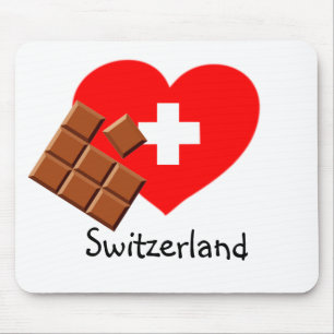 Mousepad Chocolate suíço e bandeira em forma de coração