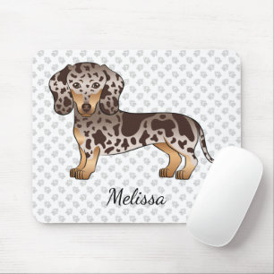 Mousepad Chocolate & Tan Dapple Dachshund de Cabelo Curto &