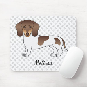 Mousepad Chocolate & Tan Pied Hair Curto Dachshund & Name