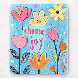 Mousepad Choose Joy Whimsical Folk Art Floral