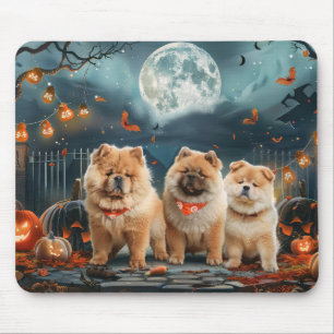 Mousepad Chow Chow Halloween Assustador