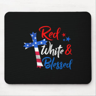 Mousepad Christian Cross Red White E Abençoado 4 De Julho