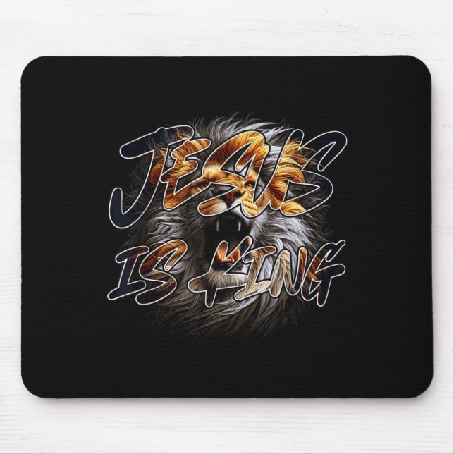 Mousepad Christian Jesus Is King With Striking Lion Of Juda (Frente)